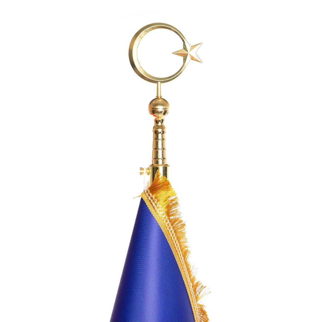 Office Flag Set | Logo & Turkish Flag Gold Pole