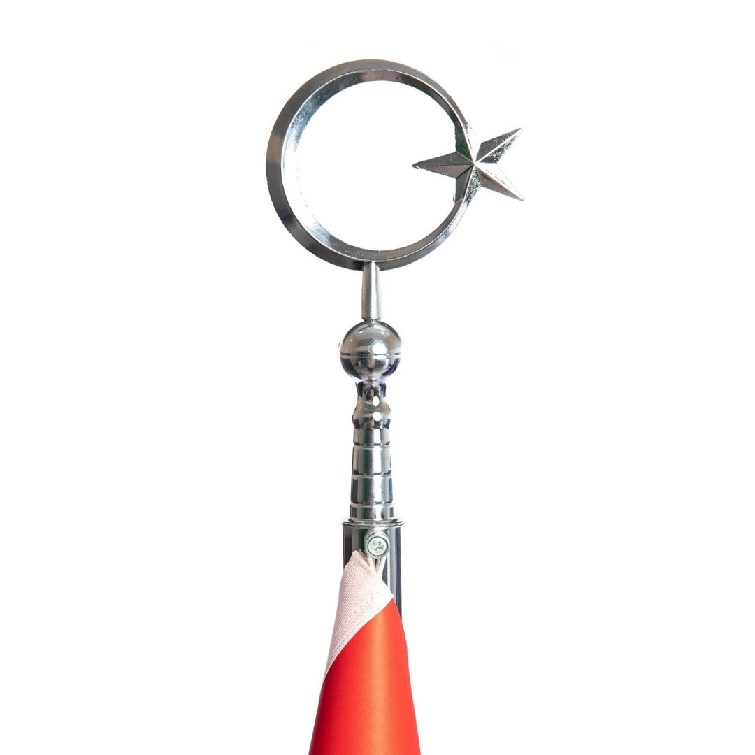 Office Flag Set Chrome Pole | Logo & Turkish Flag