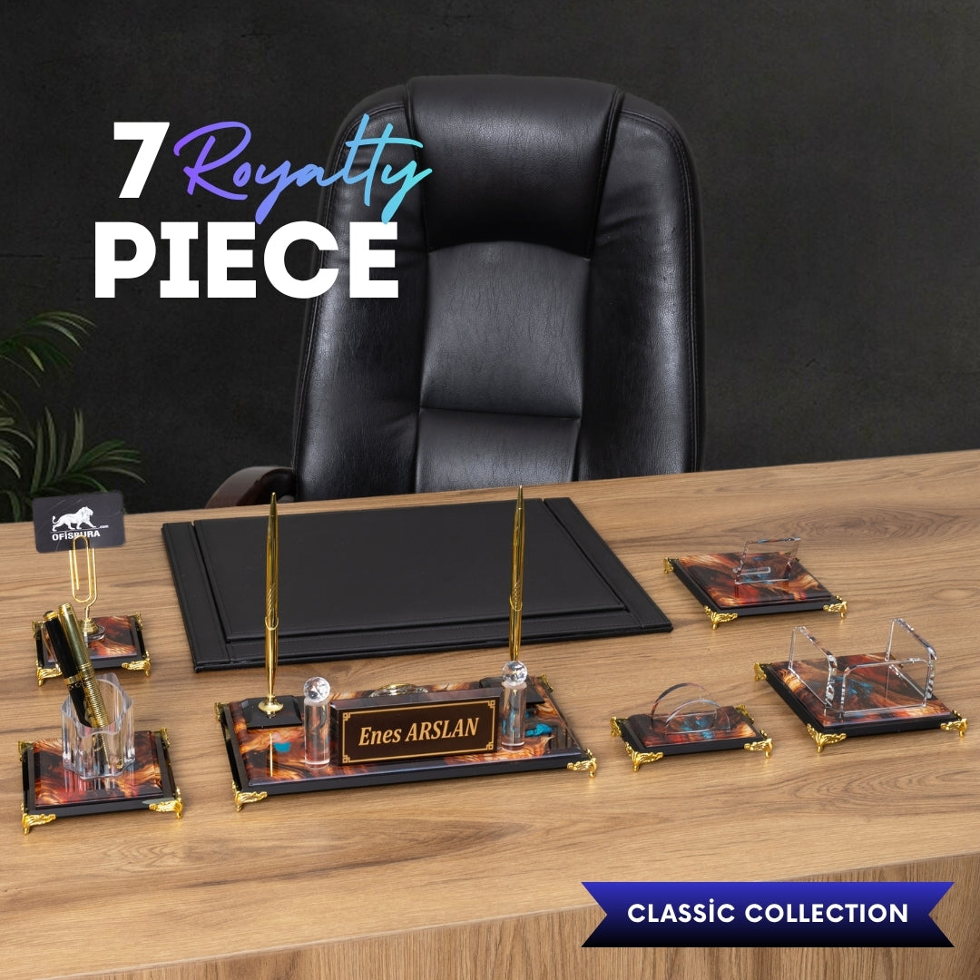 Royalty | 7-Piece Crystal Desk Set & Personalized Nameplate