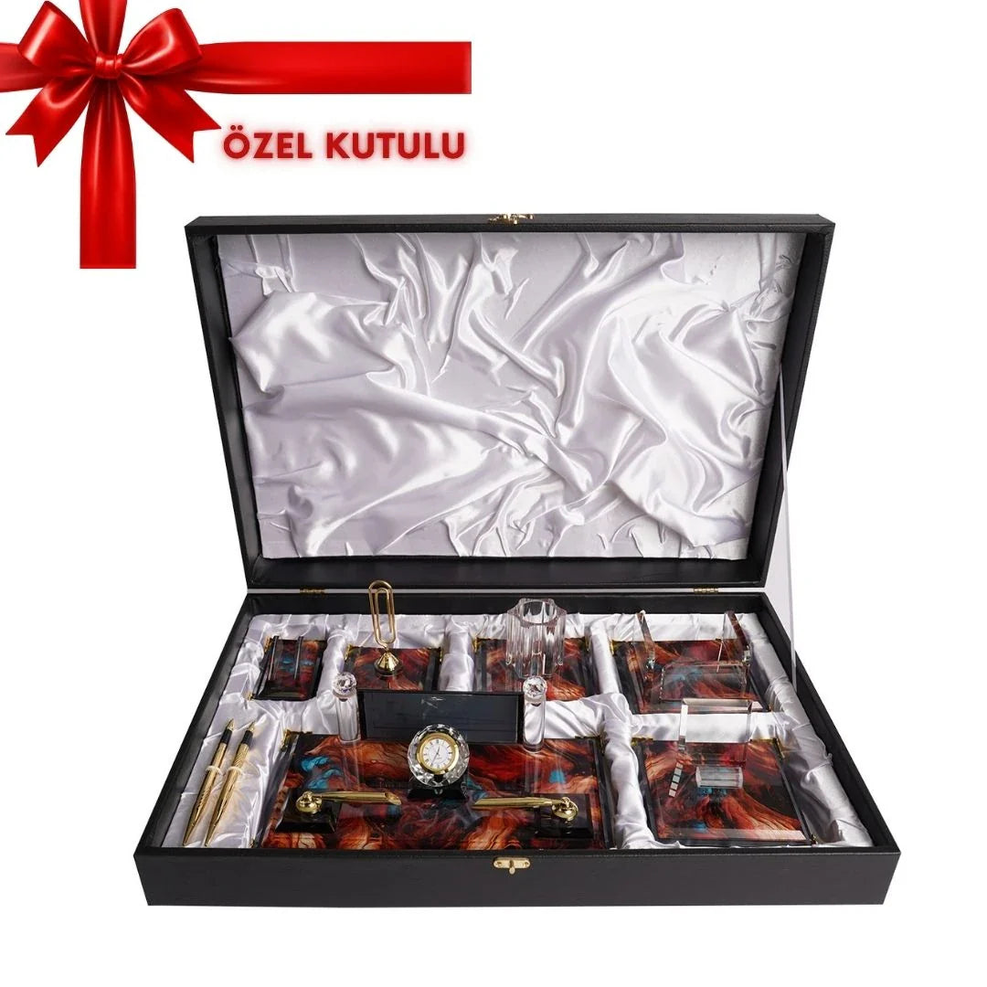 Royalty | Gift-Boxed 6-Piece Crystal Desk Set & Personalized Nameplate