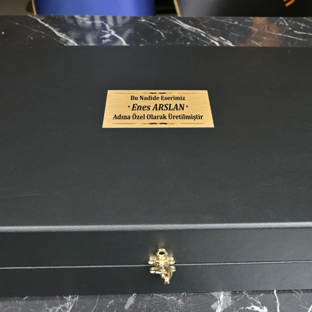 Napolion | Gift-Boxed 6-Piece Crystal Executive Desk Set with Personalized Nameplate – Orange & Gold