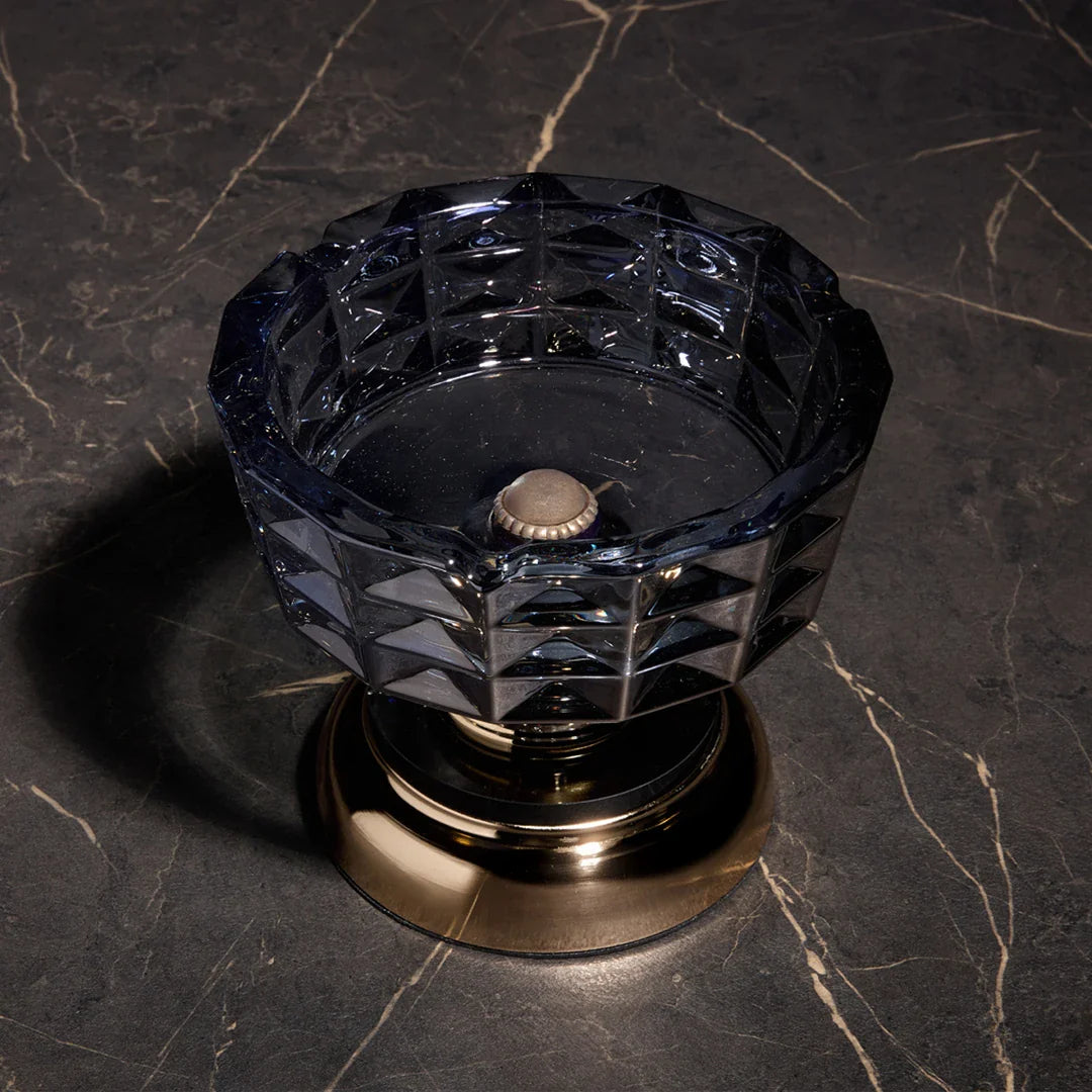 Elegant Series Footed Crystal Ashtray & Candy Dish – Smoked Gray, 5.9"