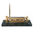 Rearing Horse Emerald Green Marble Desk Nameplate Set with Gold Horse Figures & Pen Holder – Personalized