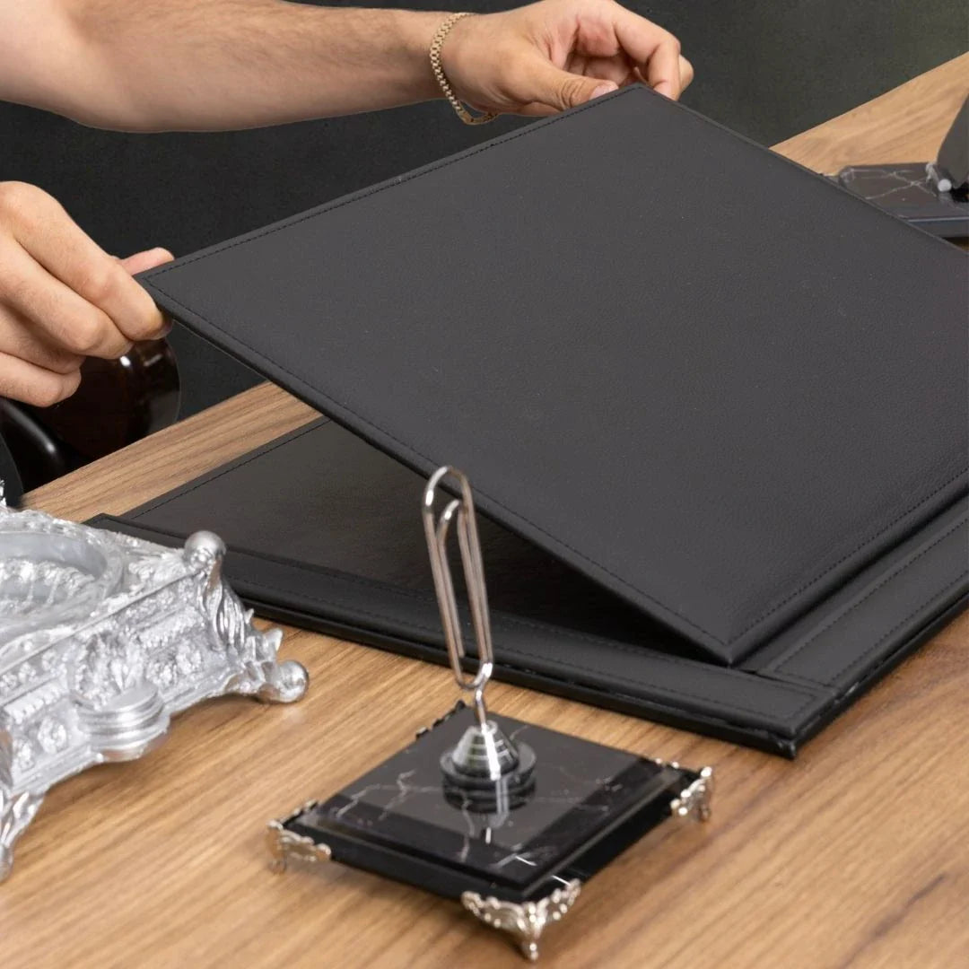 Zebra Black | 9-Piece Crystal Desk Set & Personalized Nameplate