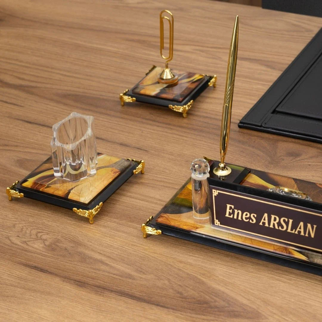 Siena | 7-Piece Crystal Desk Set & Nameplate Set