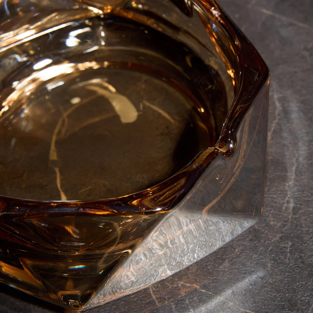Mono Line Crystal Glass Ashtray – Amber Smoke