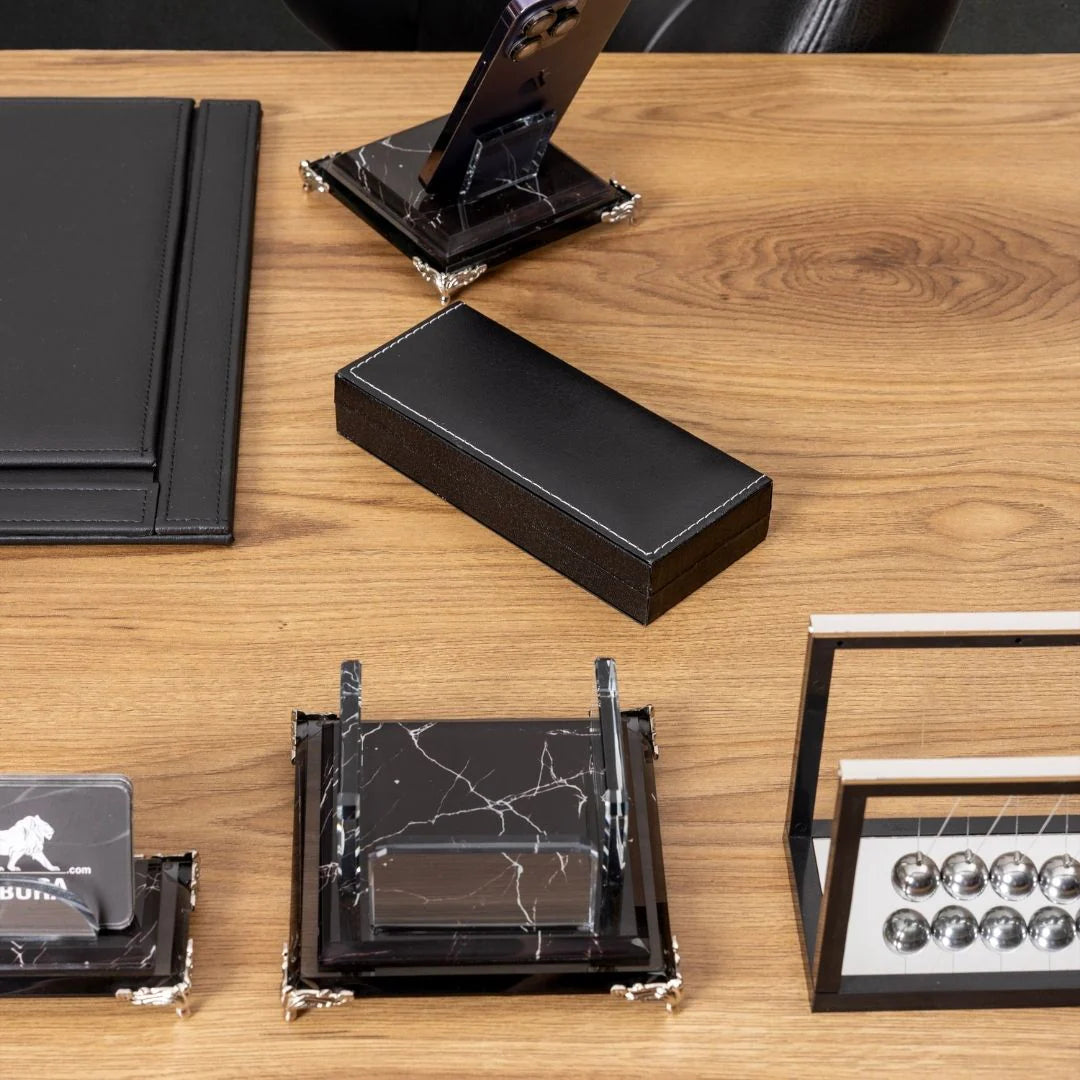 Zebra Black | 12-Piece Crystal Desk Set & Personalized Nameplate