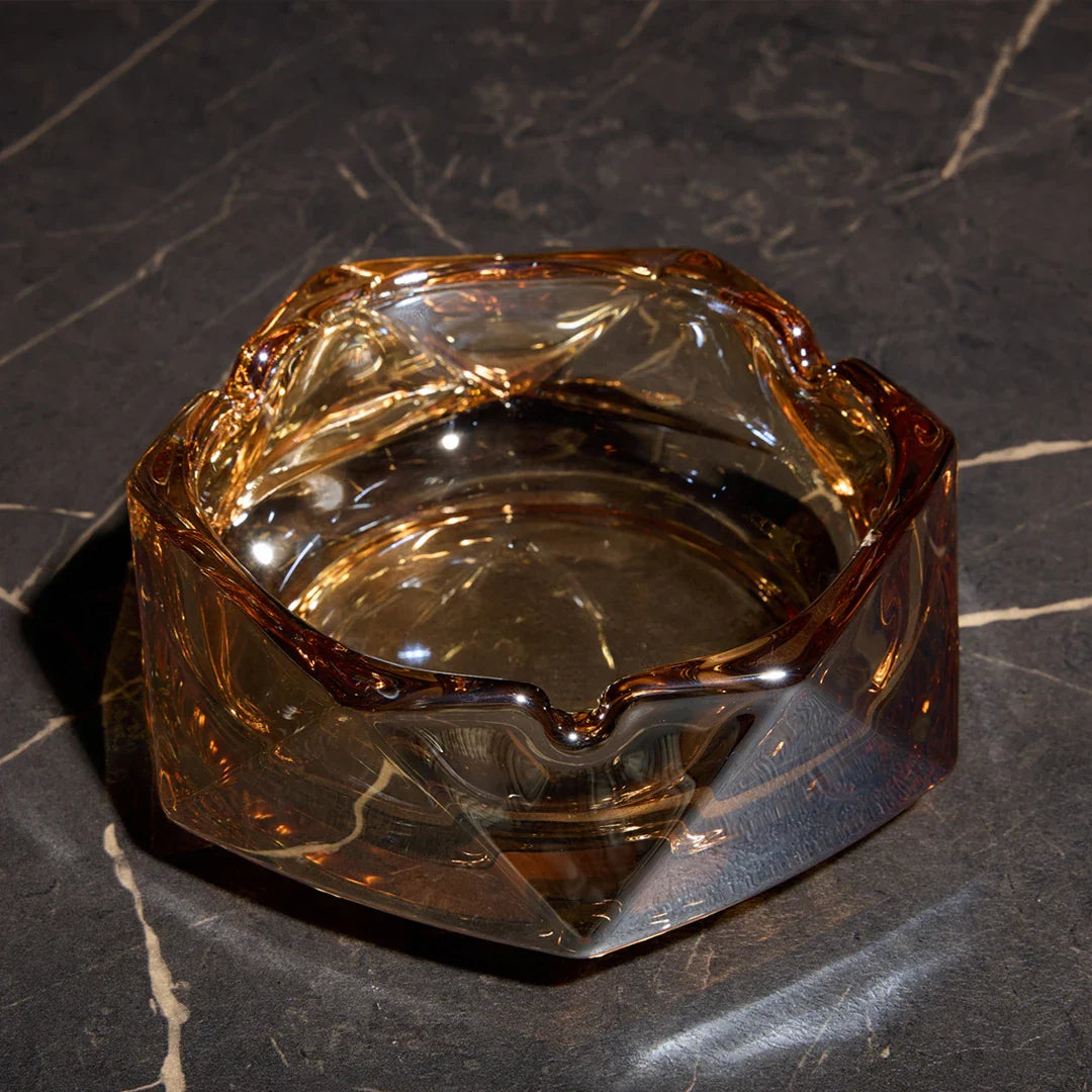 Mono Line Crystal Glass Ashtray – Amber Smoke