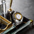 Marble-Pattern Gold Crystal Glass Desk Nameplate – Executive Office Nameplate with Dual Pen Holder