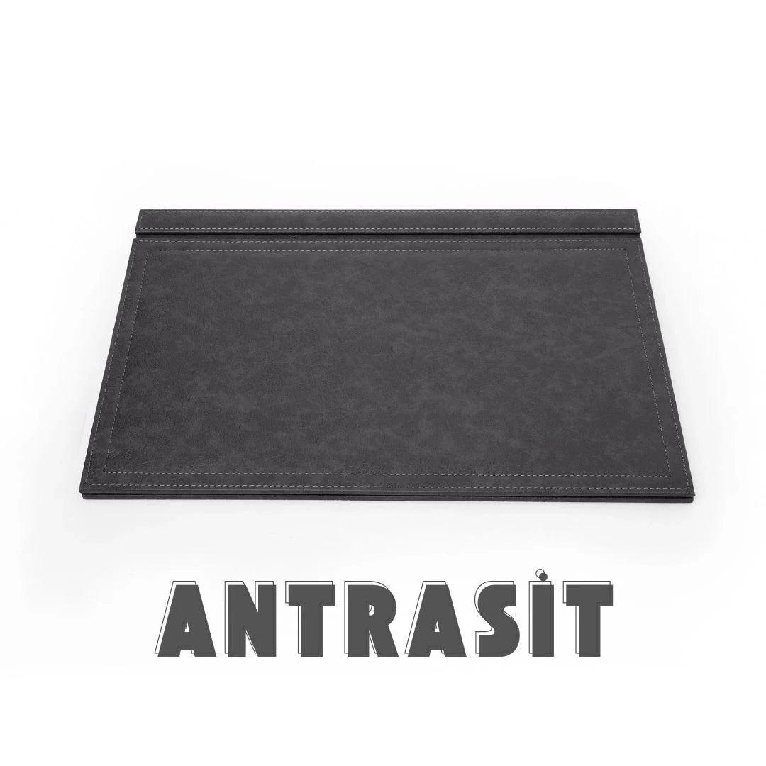 Large Executive Desk Pad with Flap – Anthracite, 19.7" × 13.8" | 4 Coasters Included