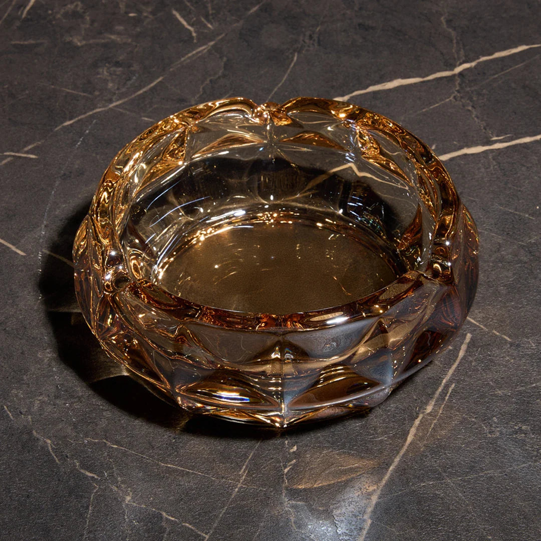 Essence Shimmer Crystal Glass Ashtray – Amber Gold