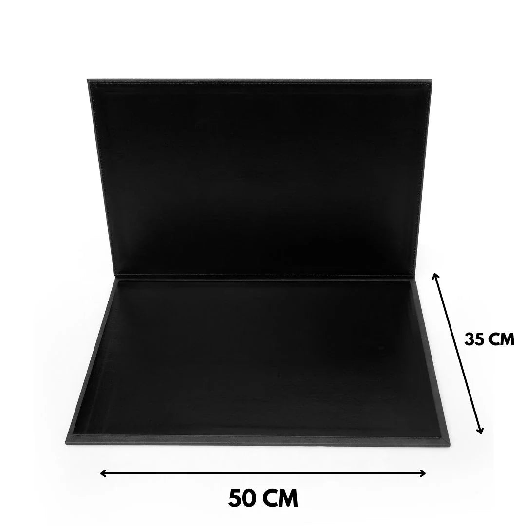 Large Executive Desk Pad with Flap – Anthracite, 19.7" × 13.8" | 4 Coasters Included
