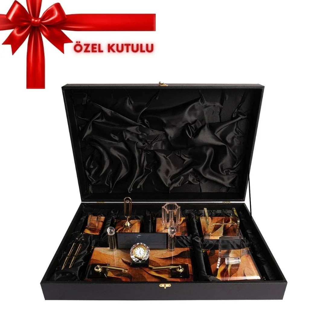 Siena | Gift-Boxed 6-Piece Crystal Desk Set & Personalized Nameplate