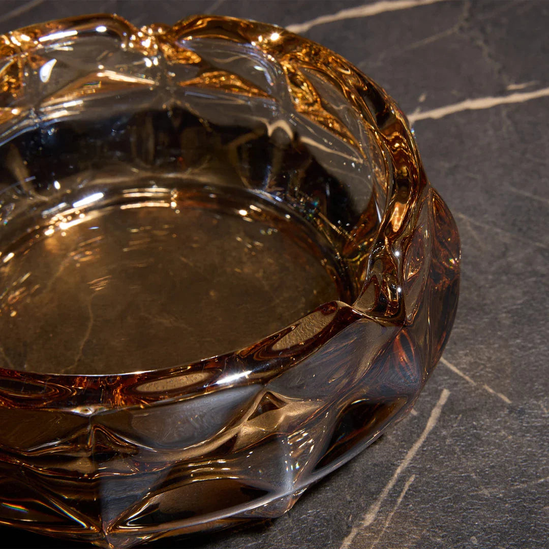 Essence Shimmer Crystal Glass Ashtray – Amber Gold