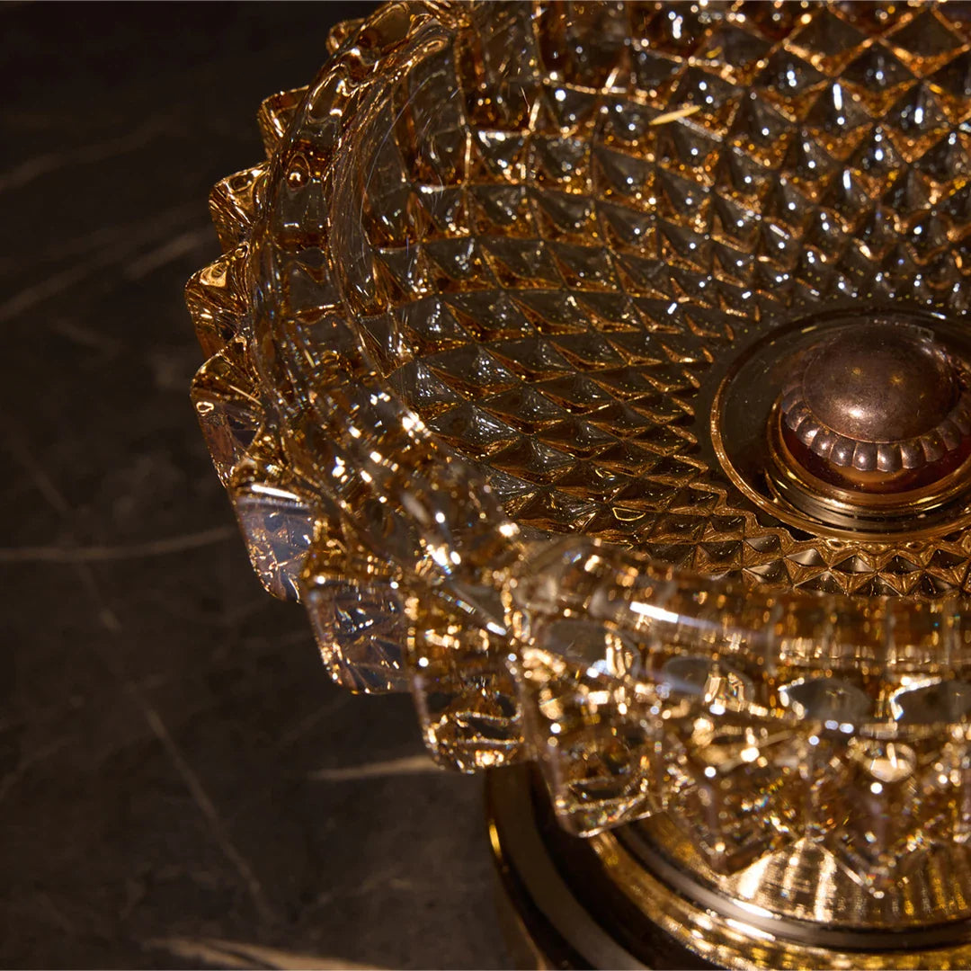 Elegant Series Light Footed Crystal Ashtray & Candy Dish – Amber Gold, 5.9"