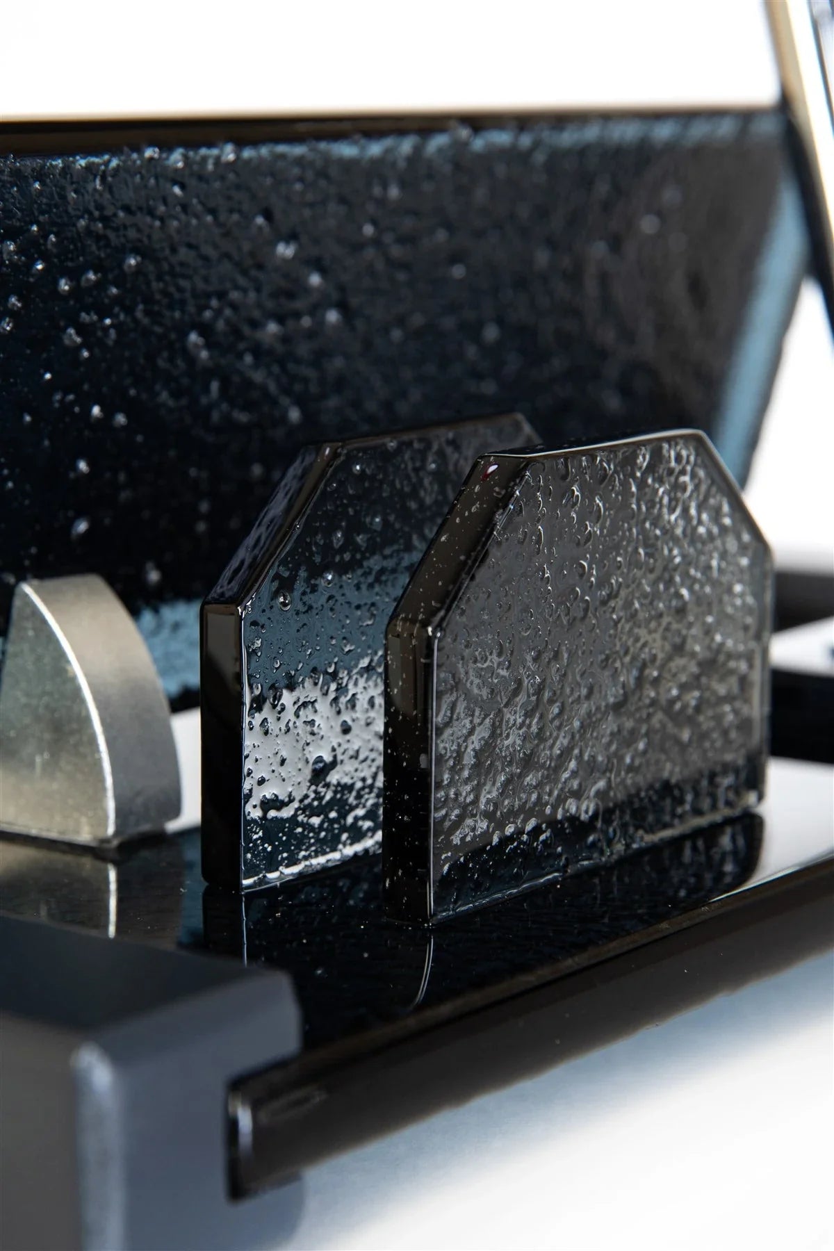 Anthracite Crystal Desk Nameplate Set with Single Pen Holder – Personalized