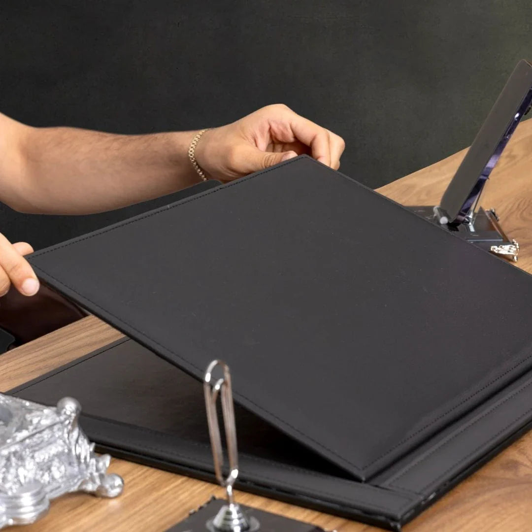 Zebra Black | 12-Piece Crystal Desk Set & Personalized Nameplate