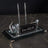 Knit-Pattern Silver Crystal Desk Nameplate Set with Clock & Dual Pen Holder – Personalized