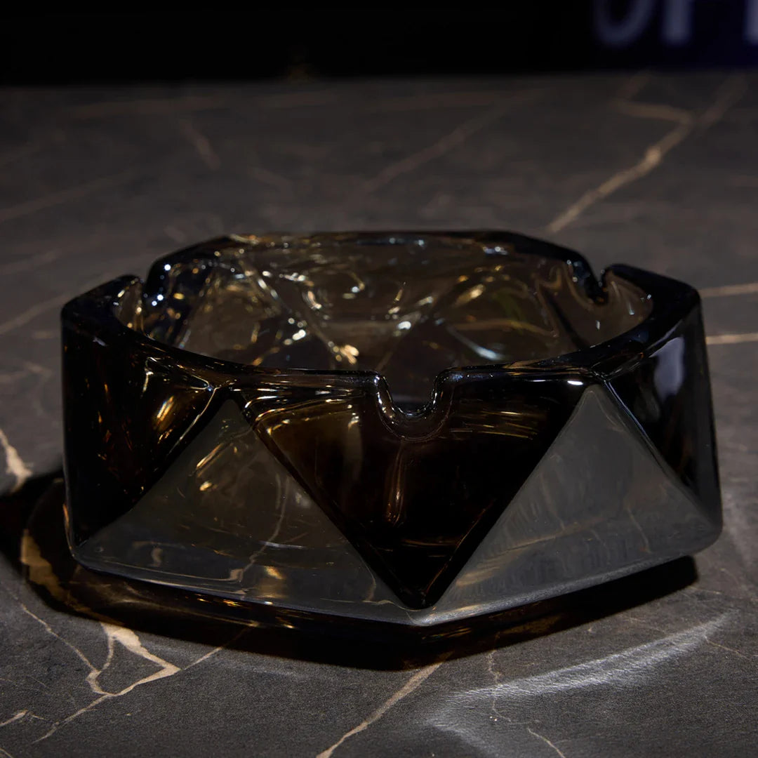 Mono Prime Crystal Glass Ashtray – Smoked Black