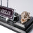 Lion Black Marble Desk Nameplate Set with Silver Lion Decor & Dual Pen Holder – Personalized