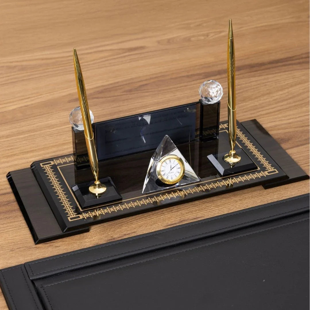 Diamond | 7-Piece Crystal Desk Set & Personalized Nameplate