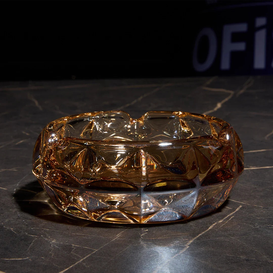 Essence Shimmer Crystal Glass Ashtray – Amber Gold