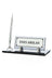 Silver Crystal Glass Desk Nameplate Set with Single Pen Holder – Personalized