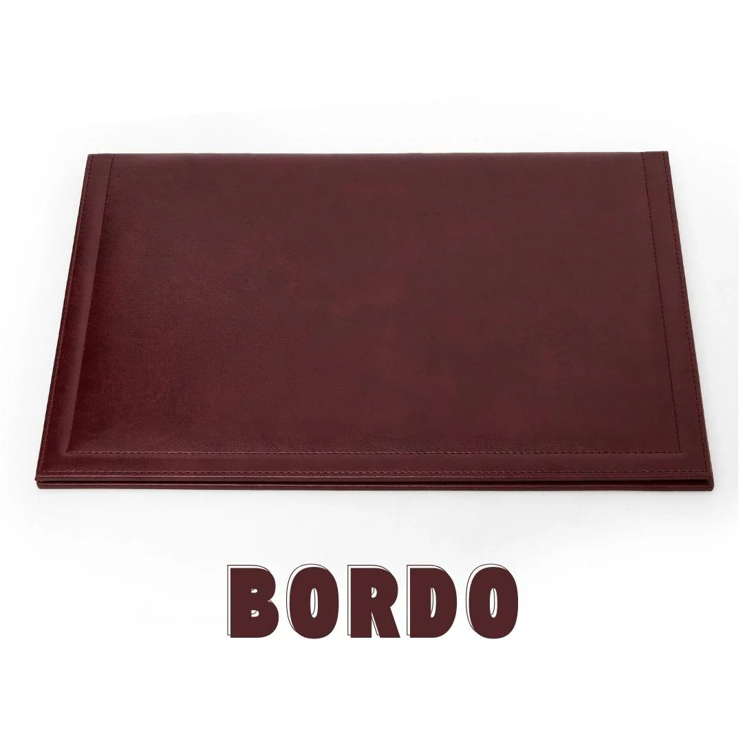 Large Executive Desk Pad with Flap – Burgundy, 19.7" × 13.8" | 4 Coasters Included