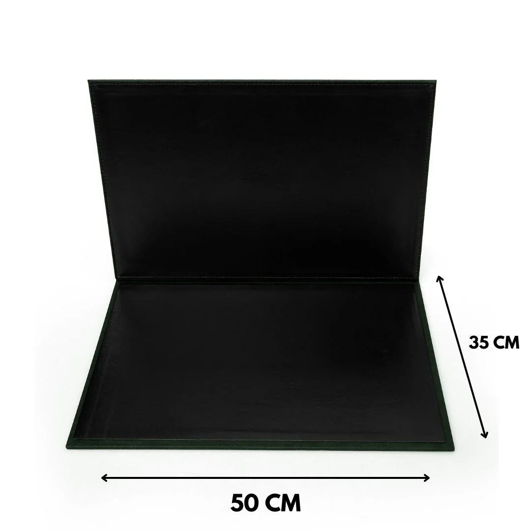 Large Executive Desk Pad with Flap – Green, 19.7" × 13.8" | 4 Coasters Included