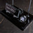 Signature Black Marble Desktop Nameplate Set with Clock & Dual Pen Holder – Personalized