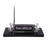 Rearing Horse Black Marble Desk Nameplate Set with Silver Horse Figures & Pen Holder – Personalized