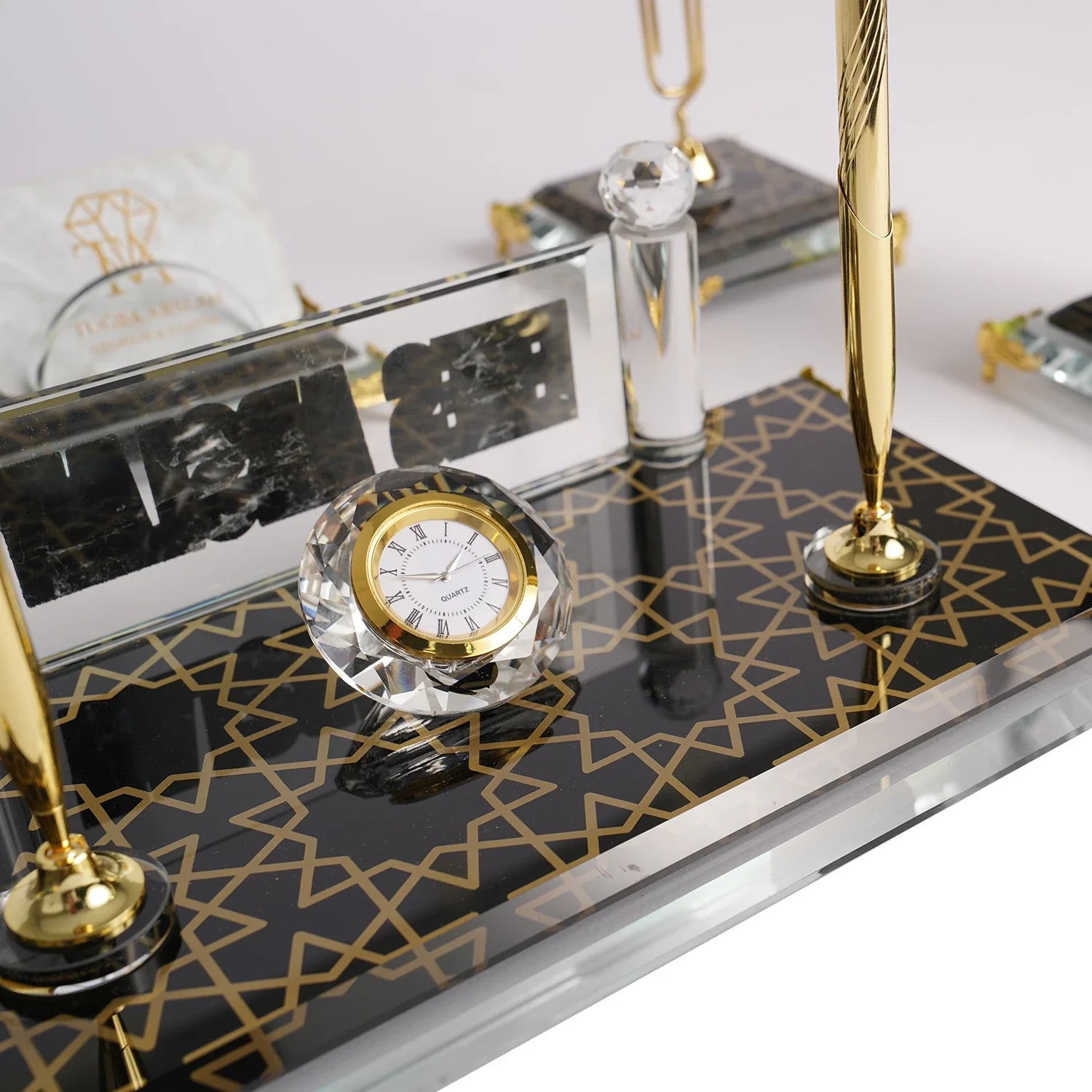 Prestige | Gift-Boxed 6-Piece Crystal Desk Set & Personalized Nameplate