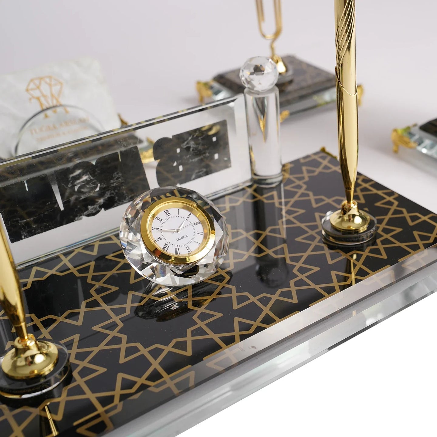 Prestige | Gift-Boxed 6-Piece Crystal Desk Set & Personalized Nameplate