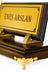 Gold-Base Wooden Desk Nameplate Set with Single Pen Holder – Personalized
