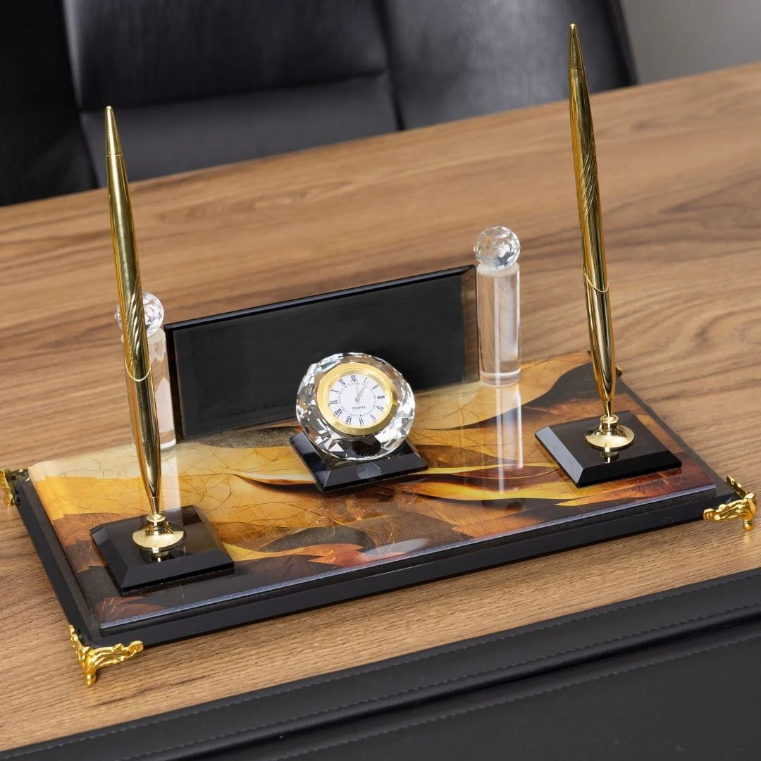 Siena | 7-Piece Crystal Desk Set & Nameplate Set