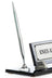 Silver Crystal Glass Desk Nameplate Set with Single Pen Holder – Personalized