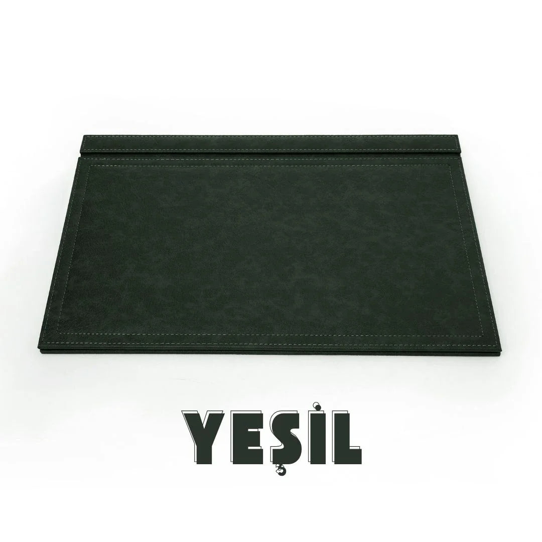 Large Executive Desk Pad with Flap – Green, 19.7" × 13.8" | 4 Coasters Included