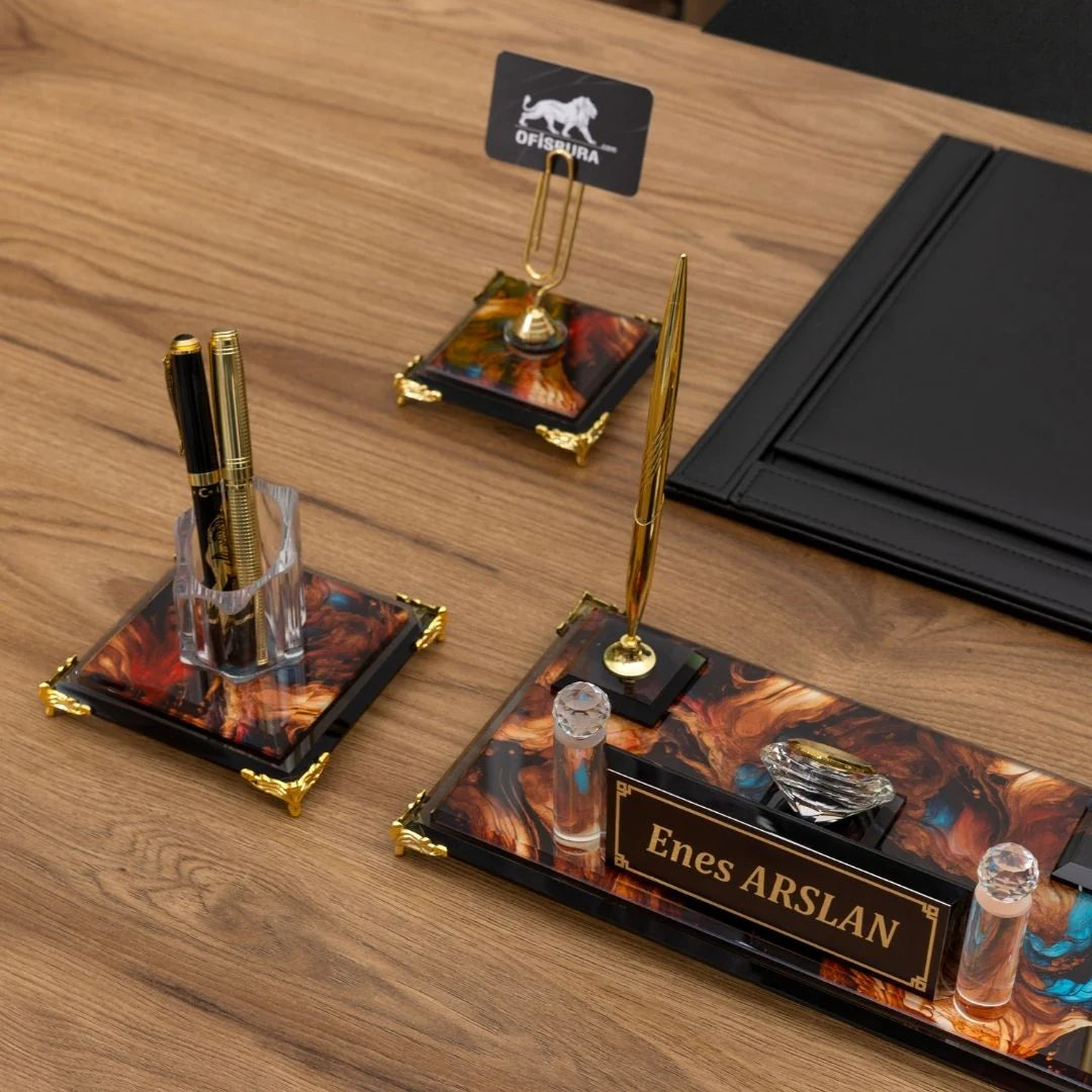 Royalty | 7-Piece Crystal Desk Set & Personalized Nameplate