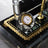 Knit-Pattern Gold Crystal Desk Nameplate Set with Clock & Dual Pen Holder – Personalized