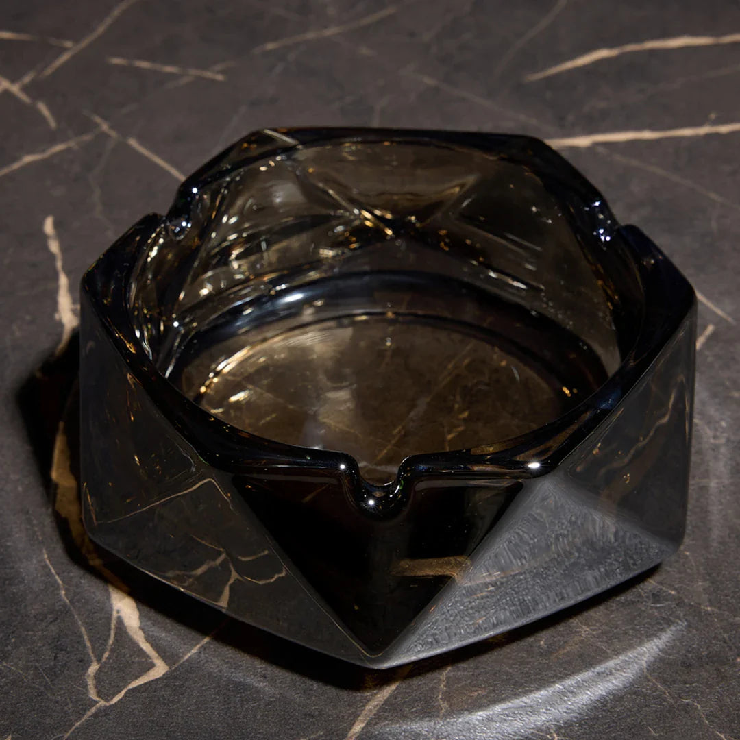 Mono Prime Crystal Glass Ashtray – Smoked Black